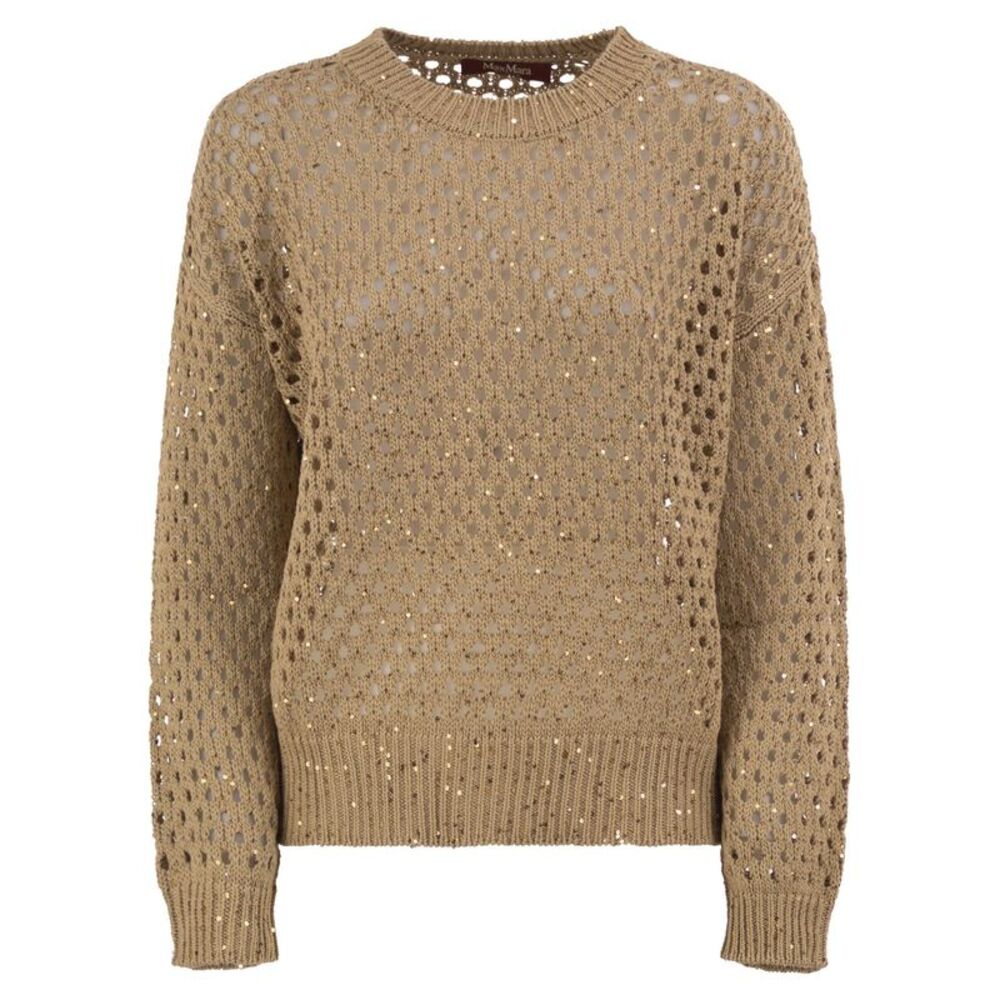 Maxmara Studio Women Mstgeyser - Openwork Cotton Sweater With Sequins